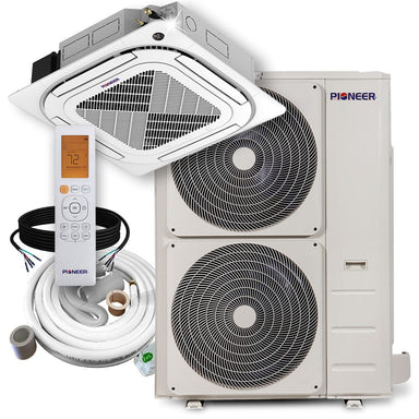Pioneer® 48,000 BTU 18.5 SEER2 8-Way Slim Cassette Mini-Split Air Conditioner Heat Pump System Full Set 230V COMPLETE SET