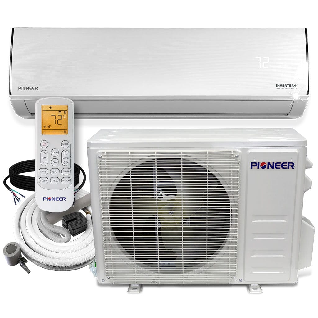 Pioneer® Diamante Pro Series 12,000 BTU 19 SEER2 Ductless Mini-Split Air Conditioner Inverter+ Heat Pump Full Set 230V with 16 Ft. Kit COMPLETE SET