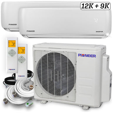 Pioneer Dual 21000 BTU 1.75-Ton 21.5 SEER Multi (2) Zone Wall Mount Air Conditioner Heat Pump 230-Volt COMPLETE SET