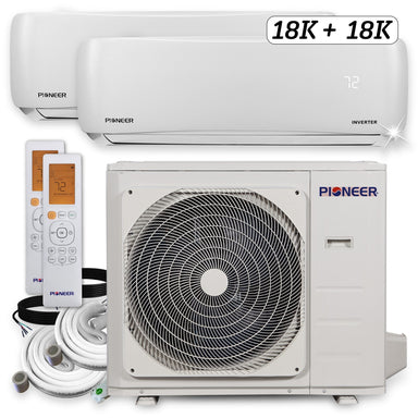Pioneer Dual 36000 BTU 3-Ton 21.8 SEER Multi (2) Zone Wall Mount Air Conditioner Heat Pump 230-Volt COMPLETE SET