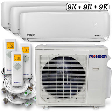 Pioneer Triple 27,000 BTU 2.25-Ton 23.5 SEER2 Multi (3) Zone Wall Mount Air Conditioner Heat Pump 230-Volt COMPLETE SET