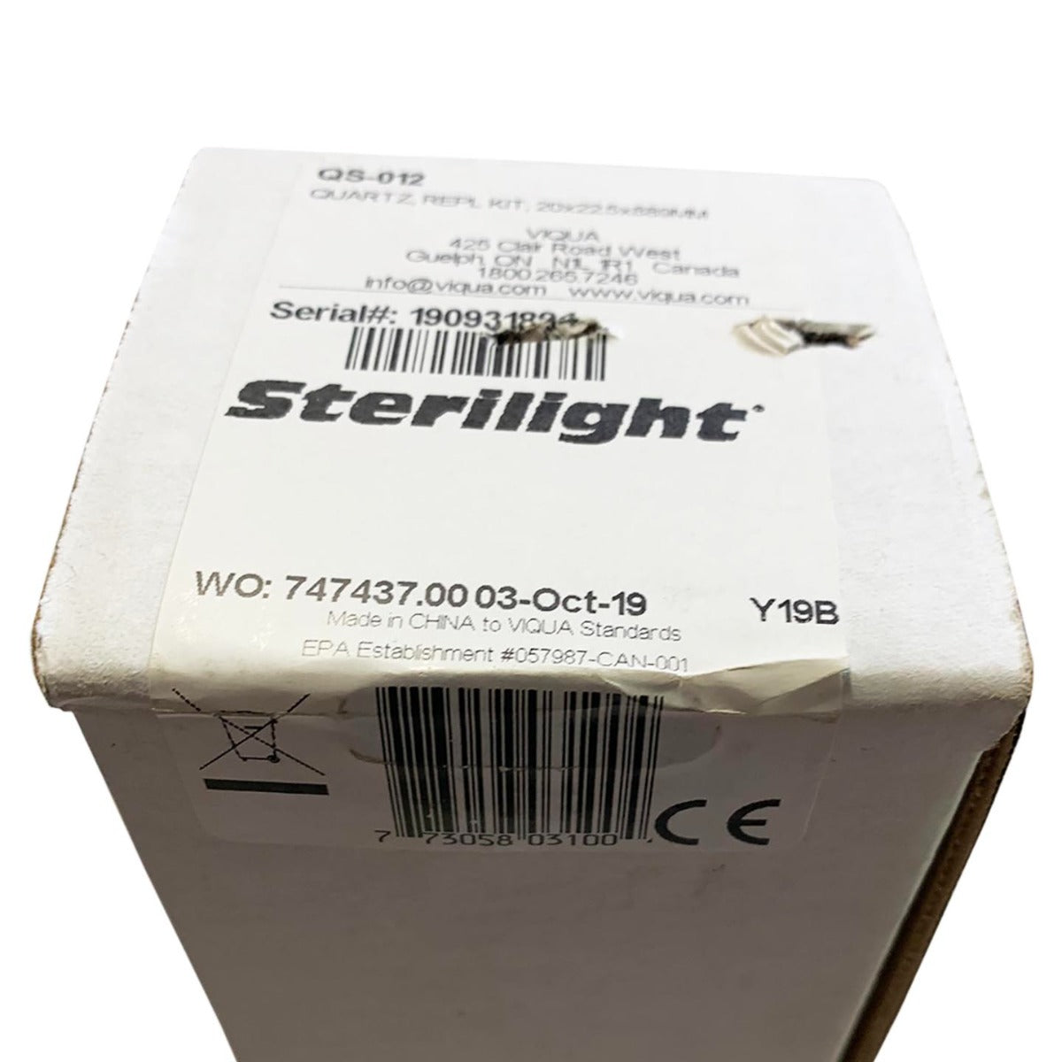 QS-012 Quartz Sleeve for UV Lamp S740RL-4C by Viqua LABEL