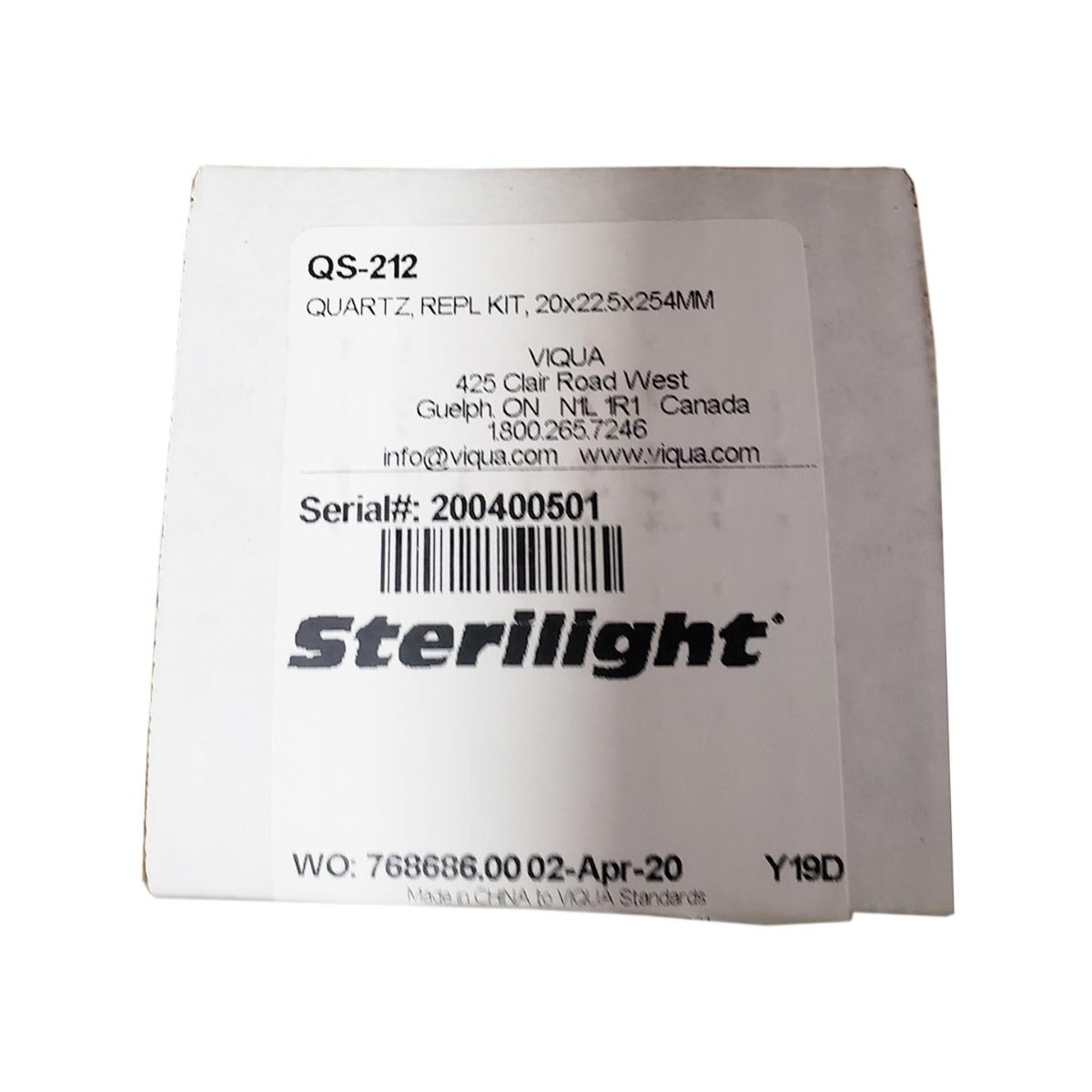 QS-212 Viqua Replacement Quartz Sleeve for S212RL Lamp LABEL