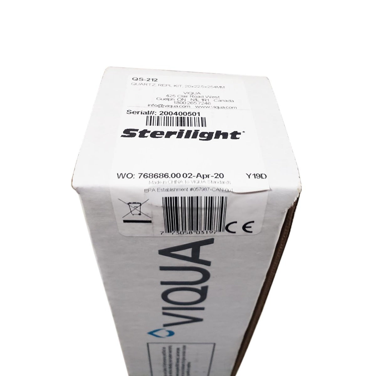 QS-212 Viqua Replacement Quartz Sleeve for S212RL Lamp LABEL