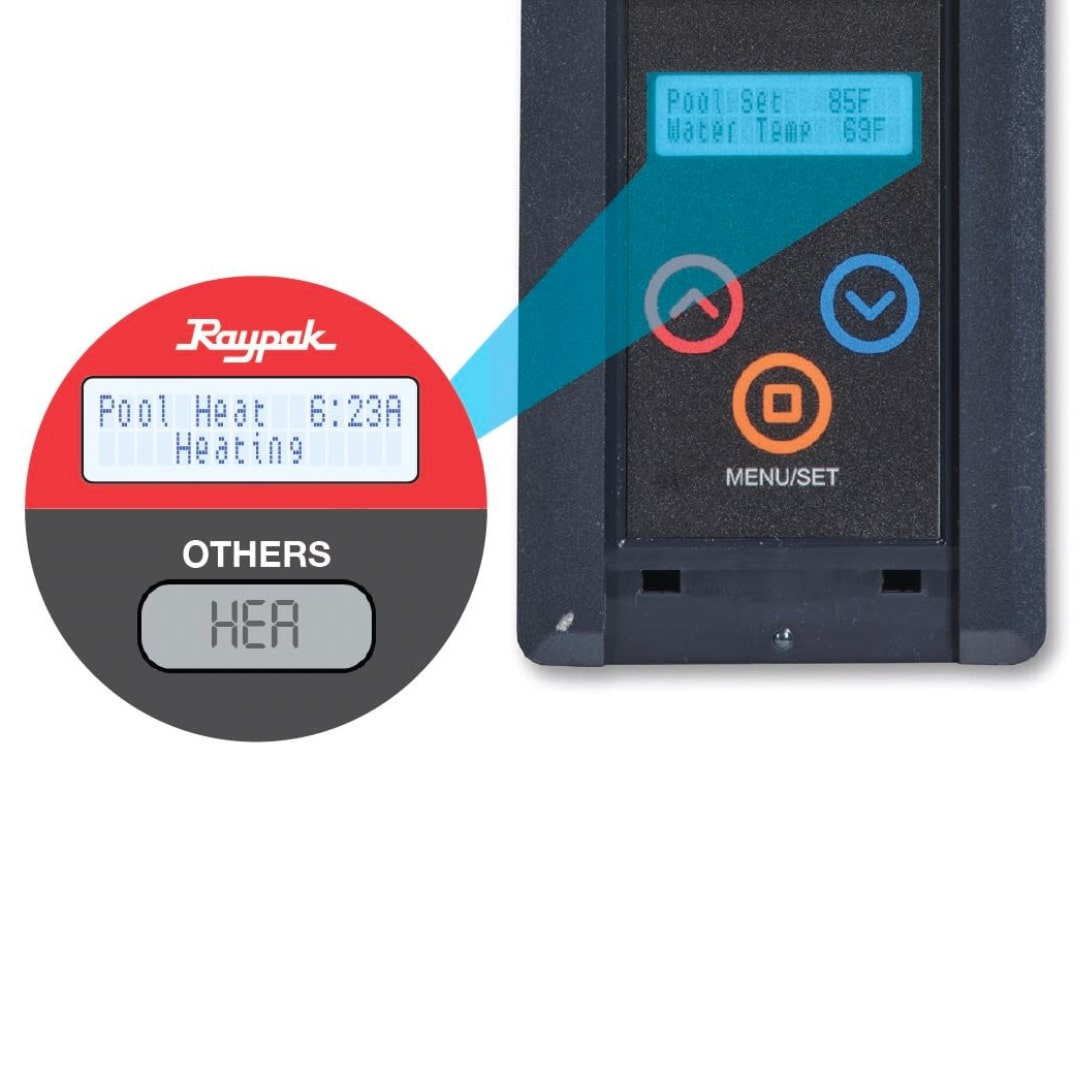 Raypak 140K BTU Digital Classic Heat/Cool Pump with Titanium Heat Exchanger, 24K Gal, TWPH-8450EHC08 DIGITAL PANEL