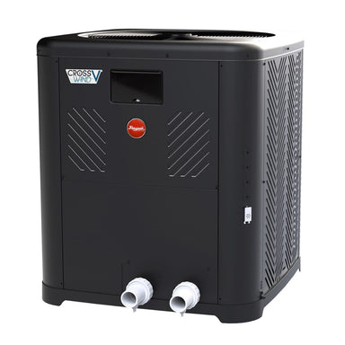Raypak 85K BTU Crosswind V 4550 Heat Pump Heater, w/Wi-Fi & Titanium Heat Exchanger, TWPH-4550EHT08, 15K gal FRONT AND SIDE VIEW