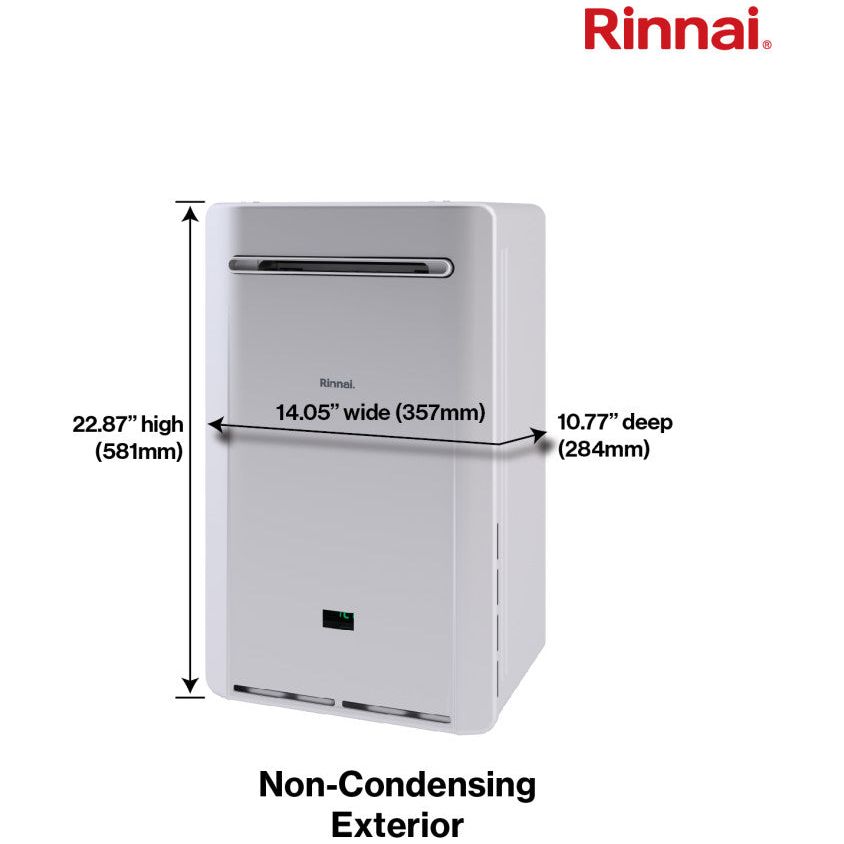 Rinnai RE Series 8.5 GPM Outdoor NCTWH (RE180E) SIZES