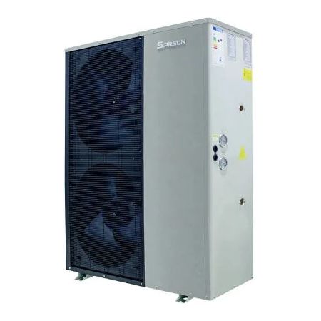 SPRSUN R32 Clima Series - 19KW/20KW/22KW EVI DC Inverter Air Source Heat Pumps with Touch Screen FRONT AND SIDE VEIW