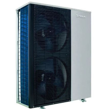 SPRSUN R32 Clima Series - 19KW/20KW/22KW EVI DC Inverter Air Source Heat Pumps with Touch Screen FRONT AND SIDE VIEW