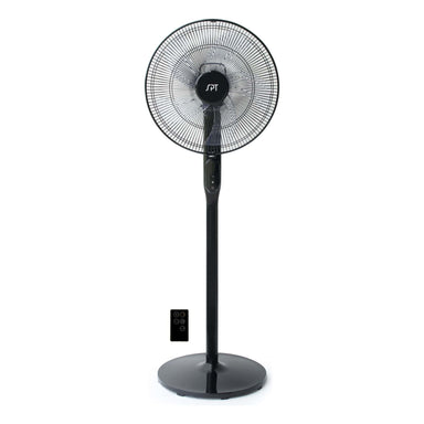 SPT DC-Motor Energy Saving Stand Fan with Remote and Timer – Piano Black FRONT VIEW