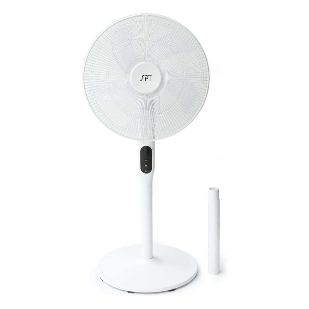 SPT DC-Motor Energy Saving Stand Fan with Remote and Timer – Piano White FRONT VIEW