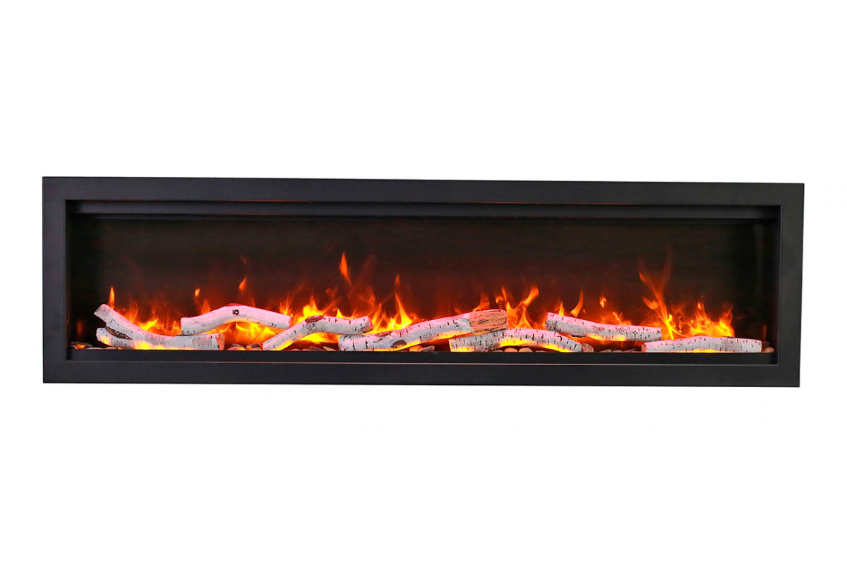 Amantii Symmetry Bespoke 74'' Wall Mount / Recessed Linear Indoor/Outdoor Electric Fireplace