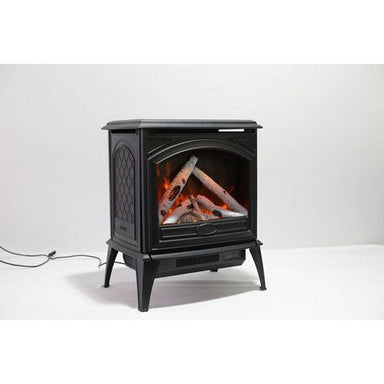 Sierra Flame 23-inch Cast Iron Freestanding Electric Stove FRONT AND SIDE VEW