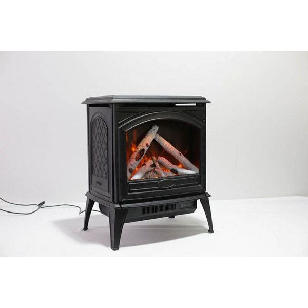 Sierra Flame 23-inch Cast Iron Freestanding Electric Stove FRONT AND SIDE VEW