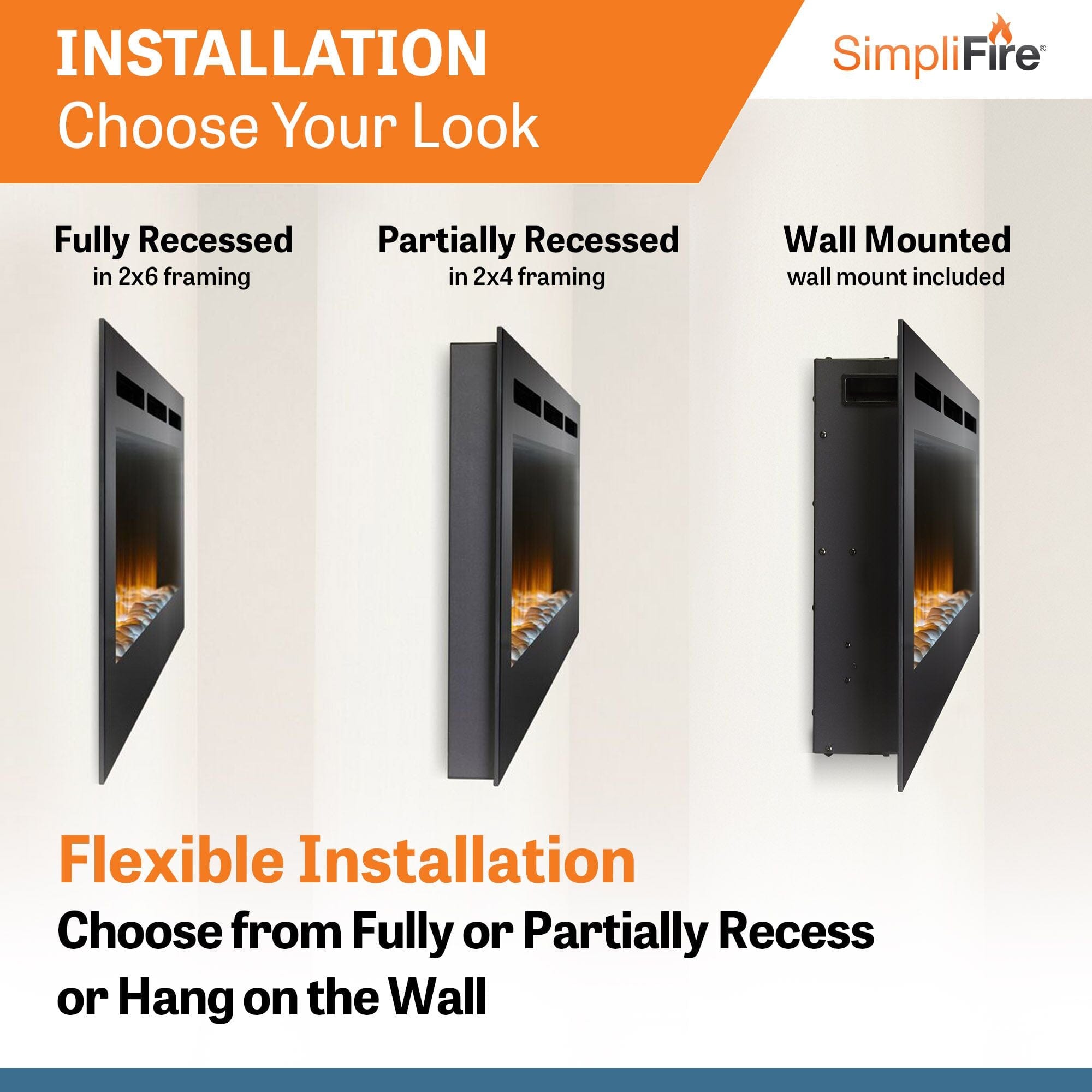 SimpliFire 40-in Allusion Wall Mount Electric Fireplace