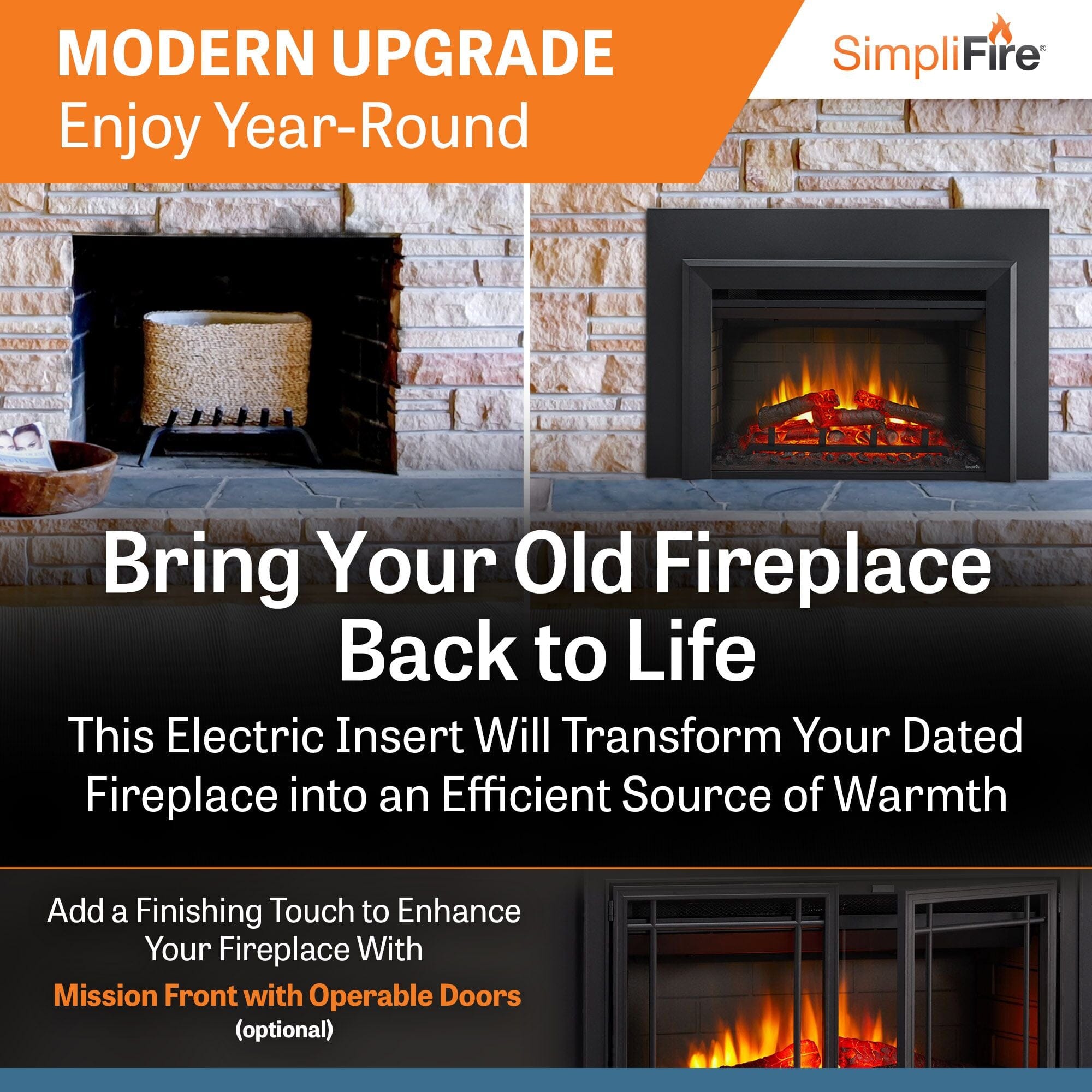 SimpliFire 25-In Electric Fireplace Insert