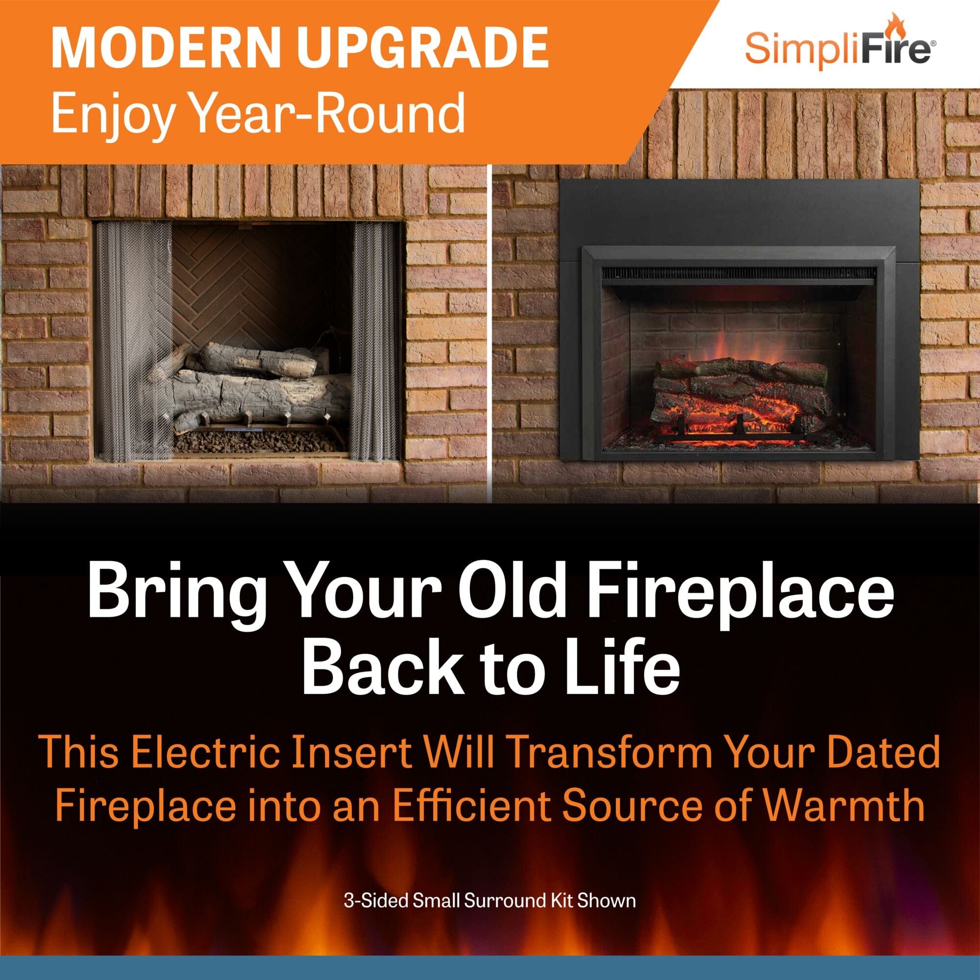 SimpliFire 32-In Built-In Electric Fireplace Insert