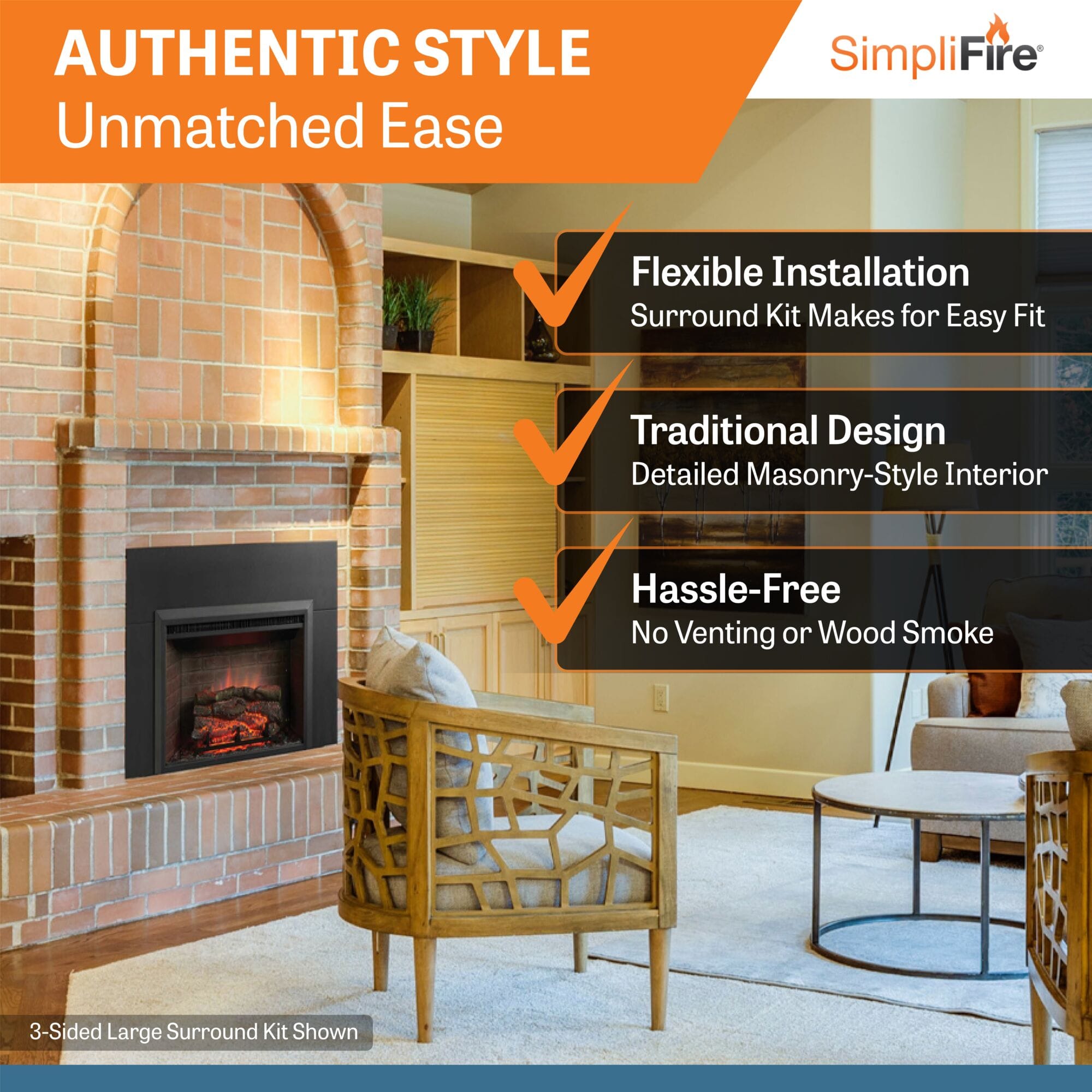 SimpliFire 32-In Built-In Electric Fireplace Insert