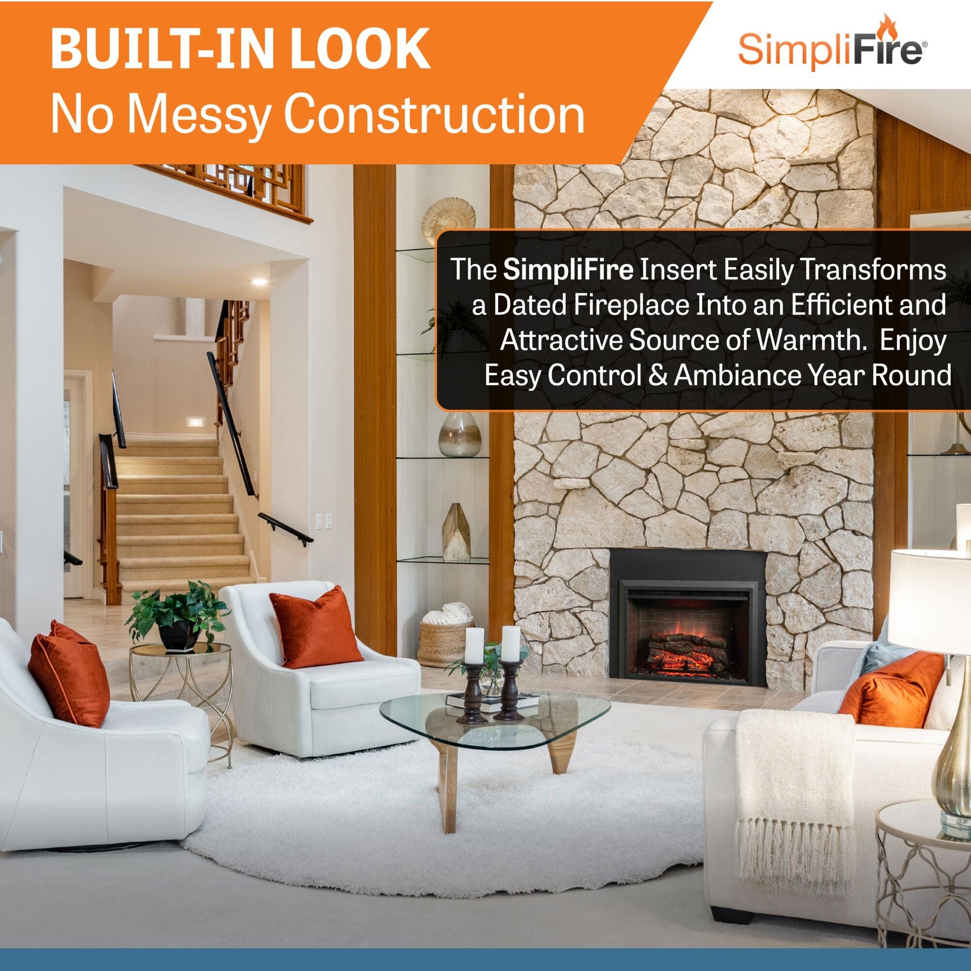 SimpliFire 32-In Built-In Electric Fireplace Insert