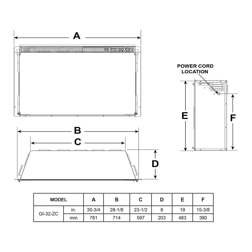 SimpliFire 32-In Built-In Electric Fireplace Insert INCHES