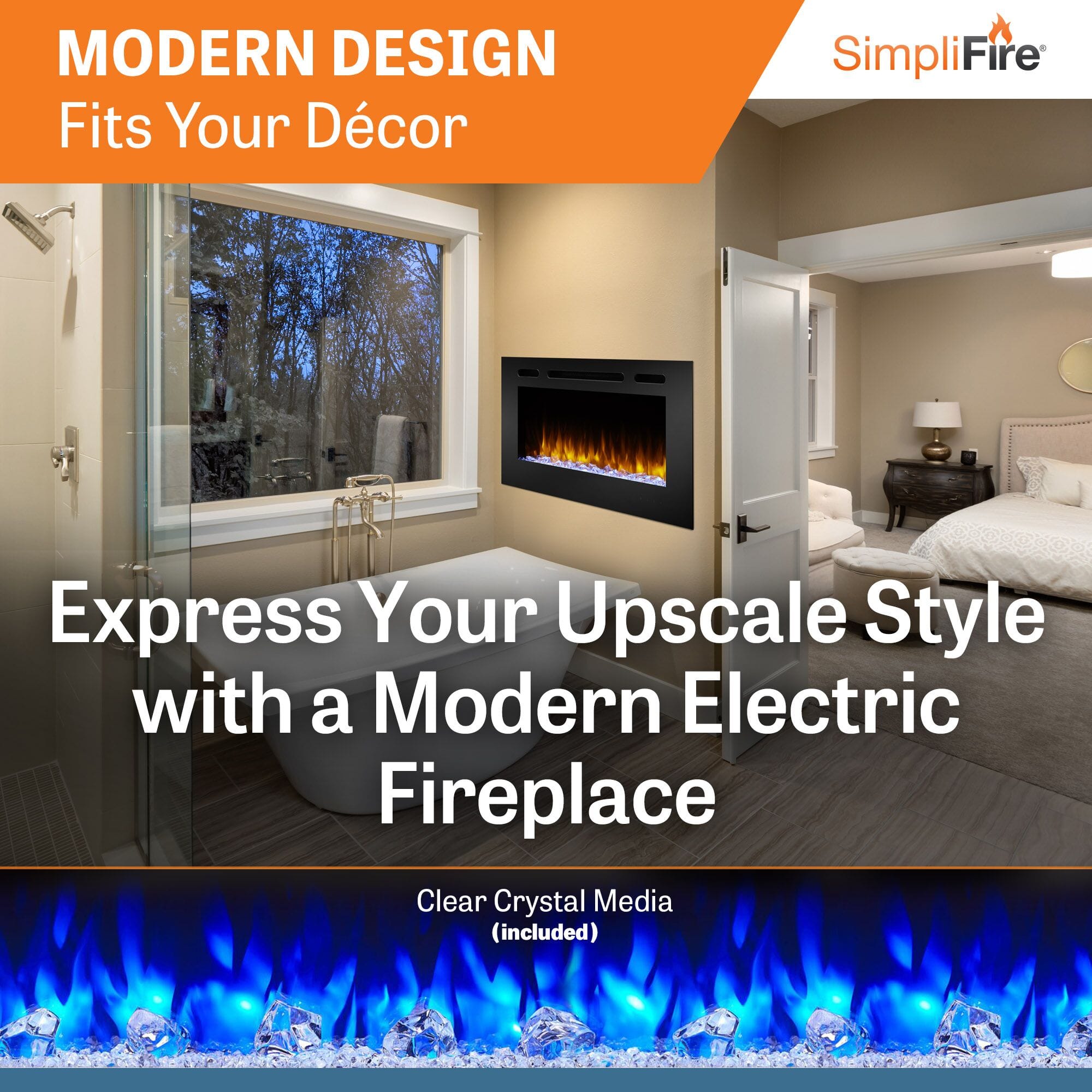 SimpliFire 40-in Allusion Wall Mount Electric Fireplace