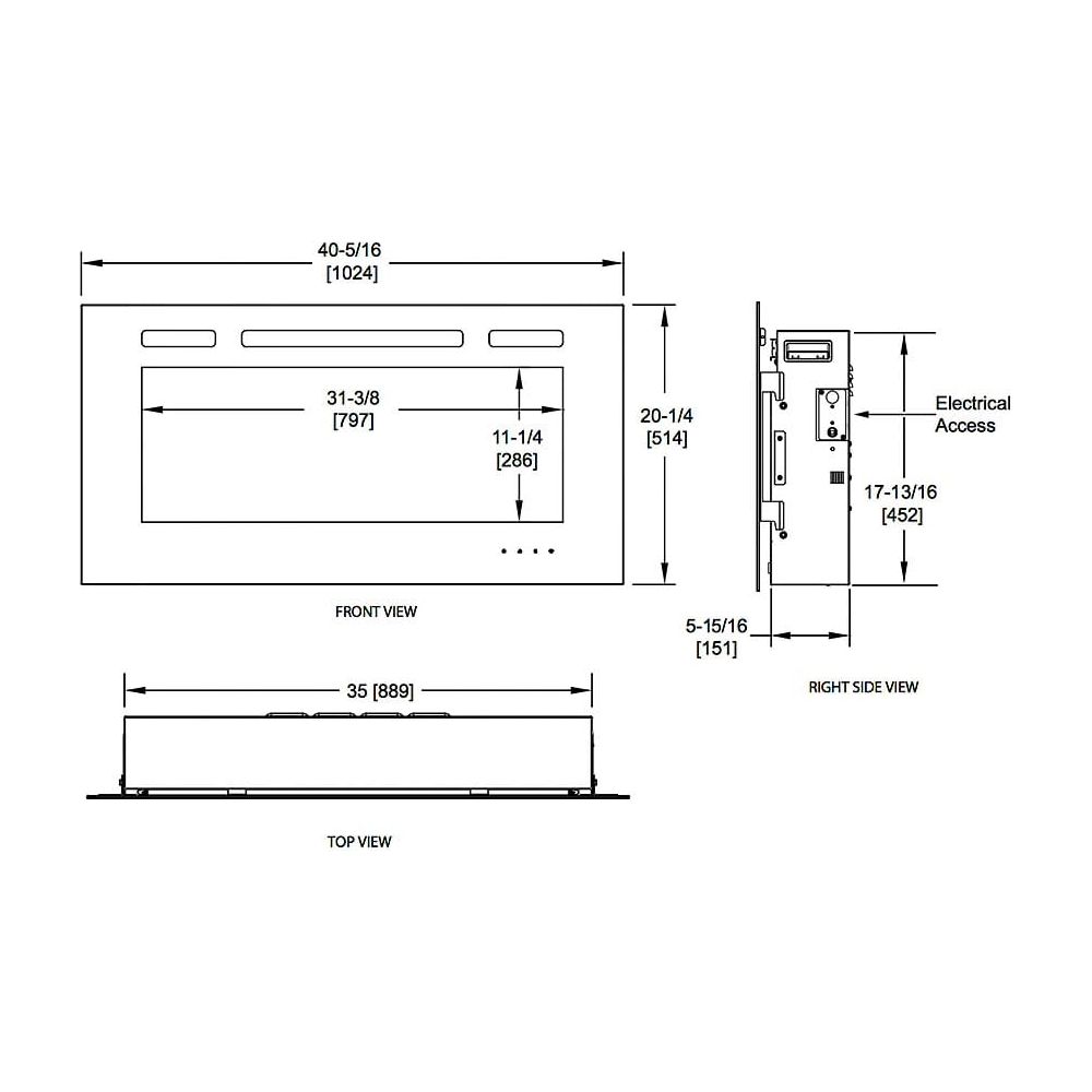 SimpliFire 40-in Allusion Wall Mount Electric Fireplace INCHES