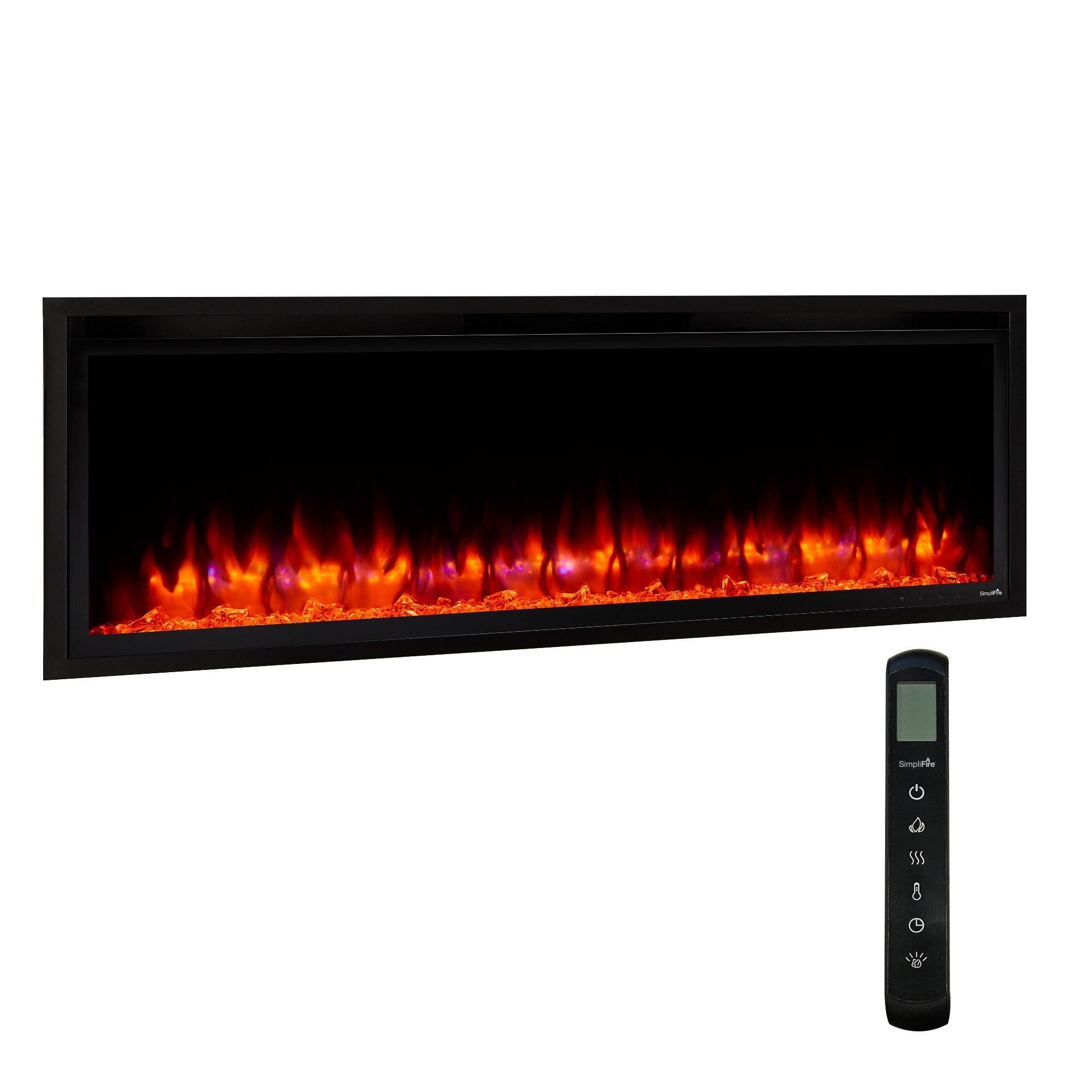 SimpliFire 50-in Allusion Platinum Wall Mount Electric Fireplace FRONT VIEW