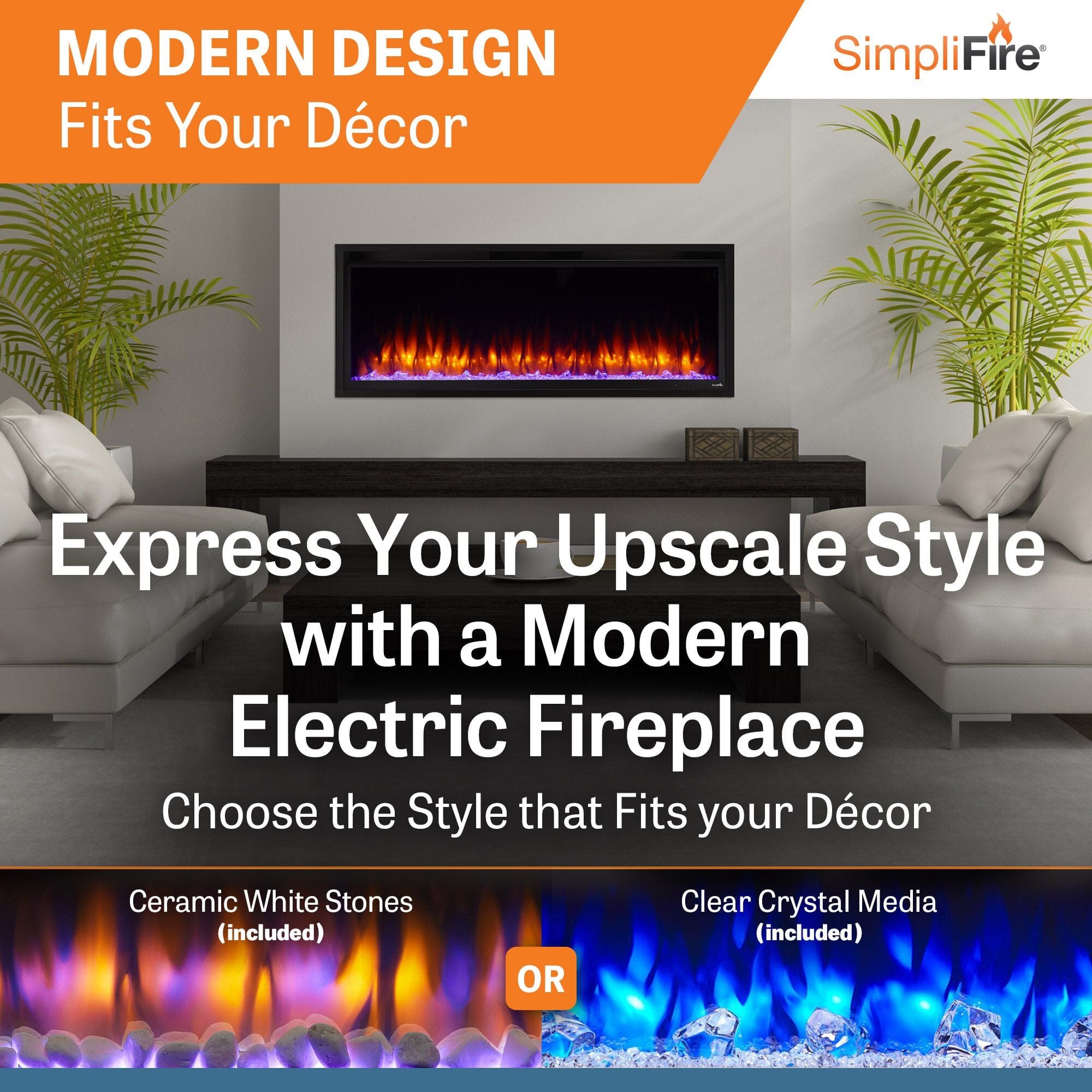 SimpliFire 50-in Allusion Platinum Wall Mount Electric Fireplace