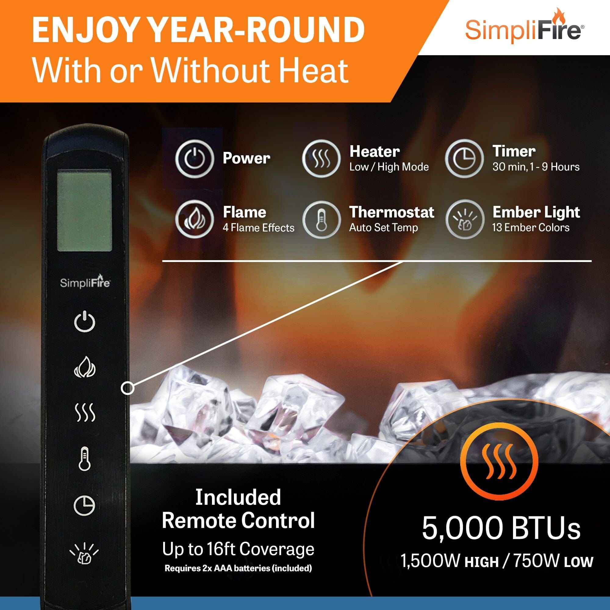 SimpliFire 50-in Allusion Platinum Wall Mount Electric Fireplace