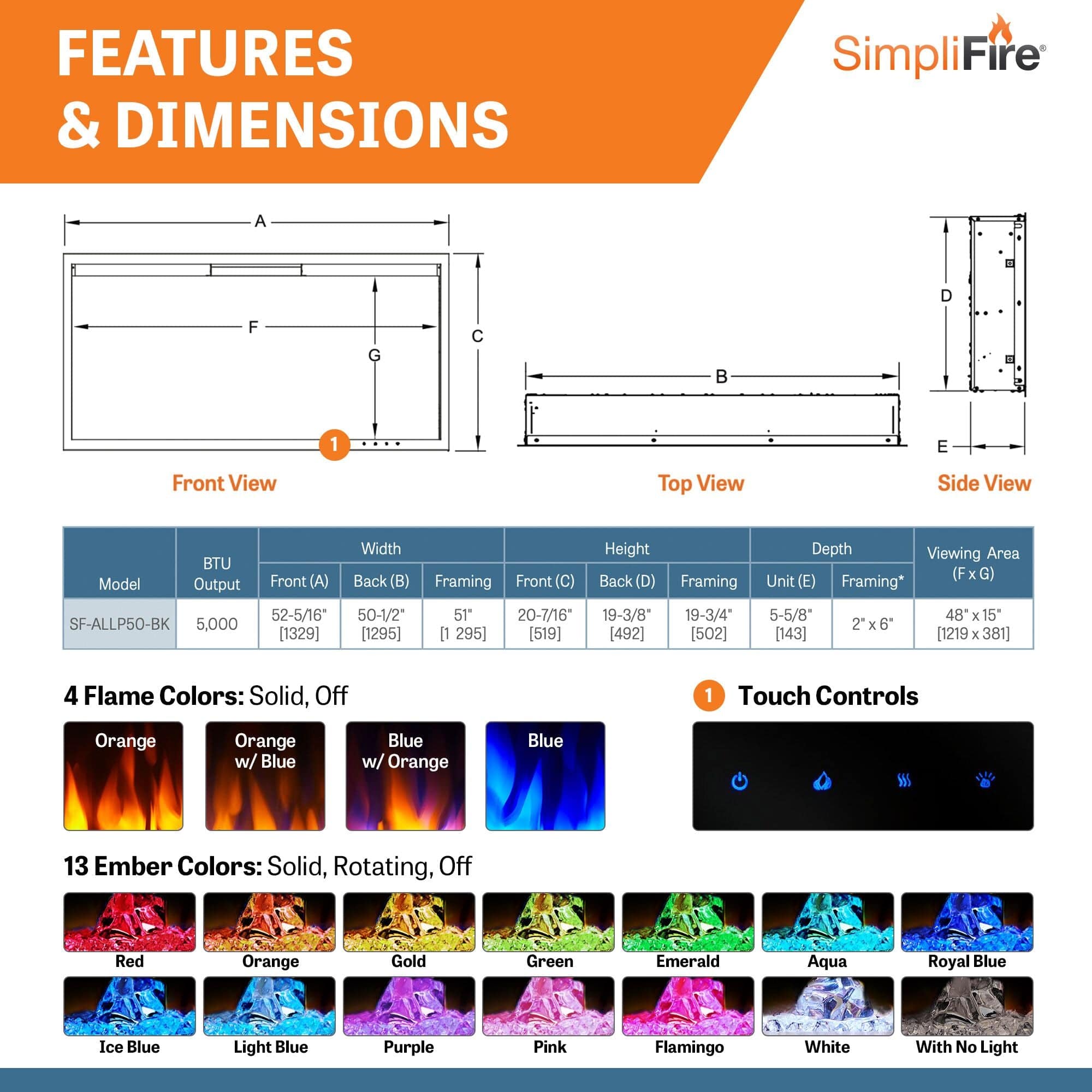 SimpliFire 50-in Allusion Platinum Wall Mount Electric Fireplace