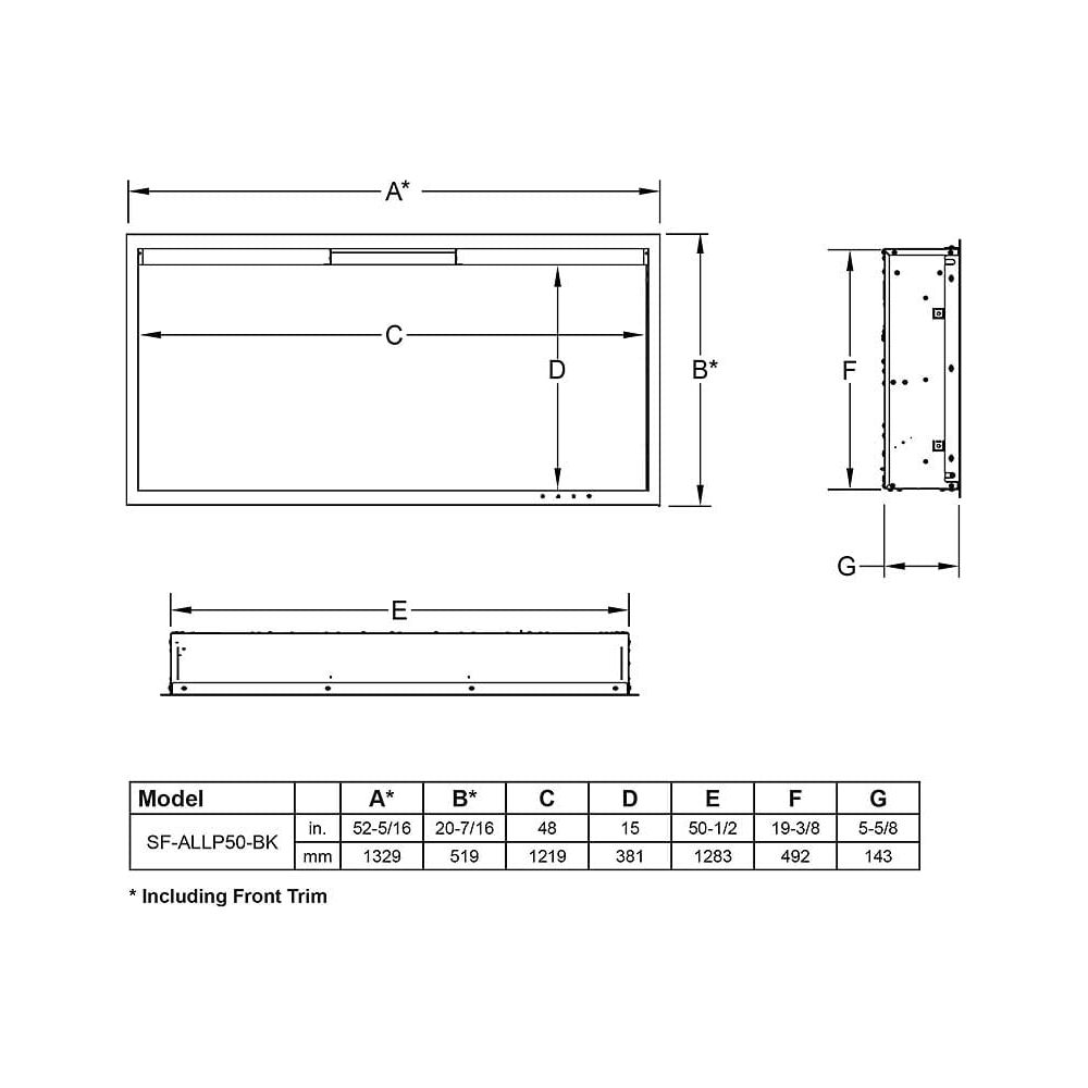 SimpliFire 50-in Allusion Platinum Wall Mount Electric Fireplace INCHES