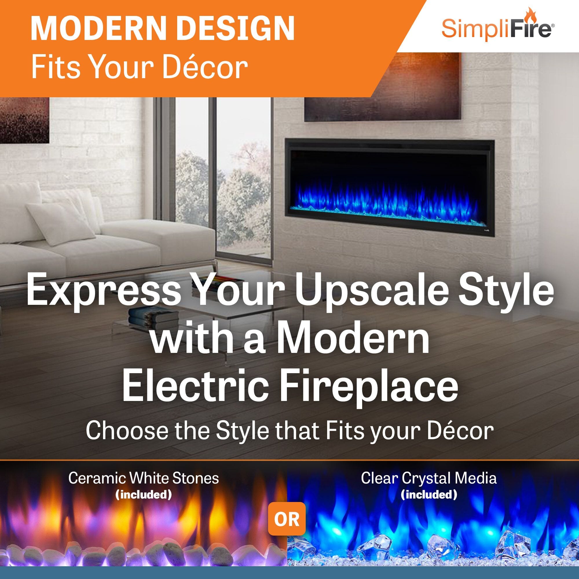 SimpliFire 60-in Allusion Platinum Wall Mount Electric Fireplace