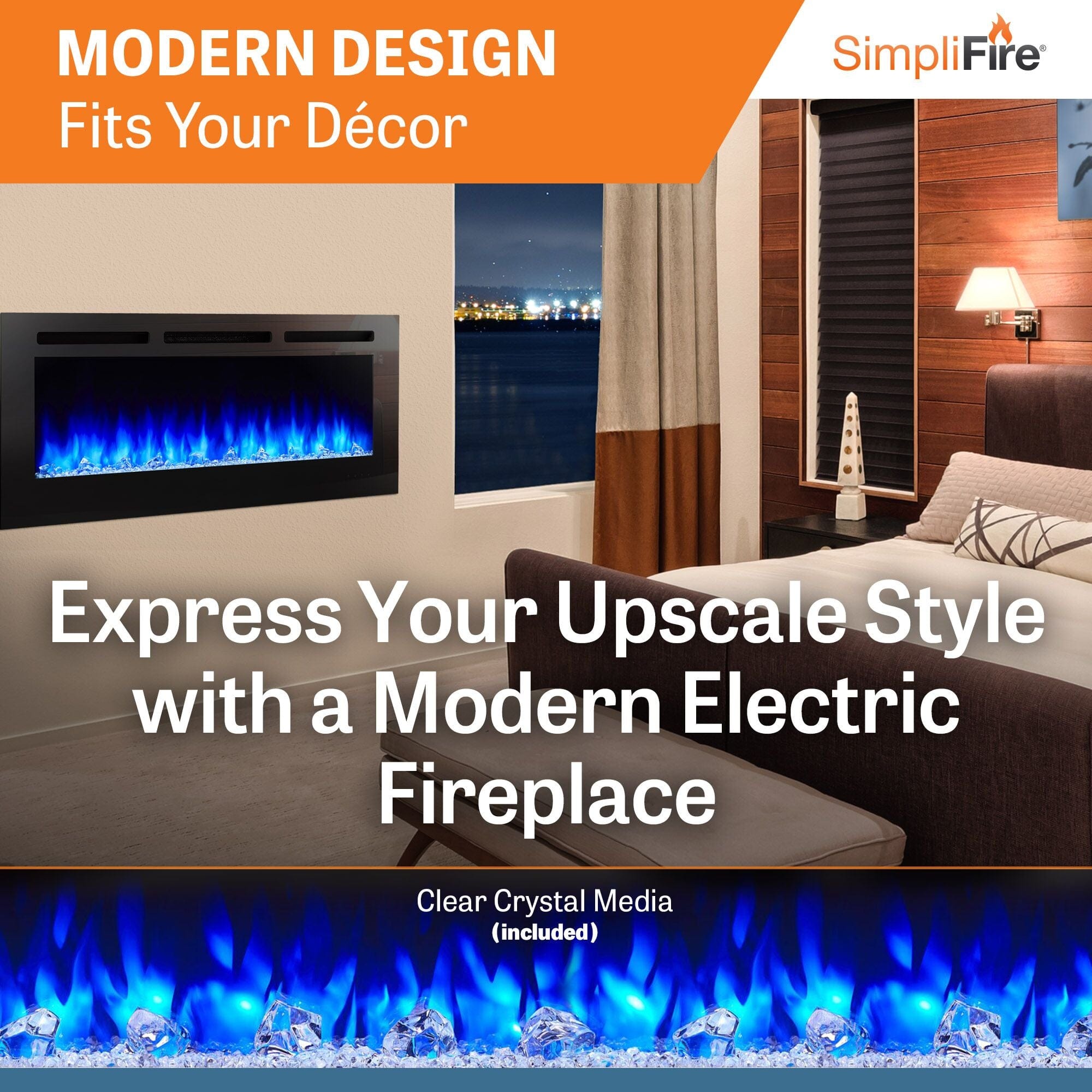 SimpliFire 60-in Allusion Wall Mount Electric Fireplace