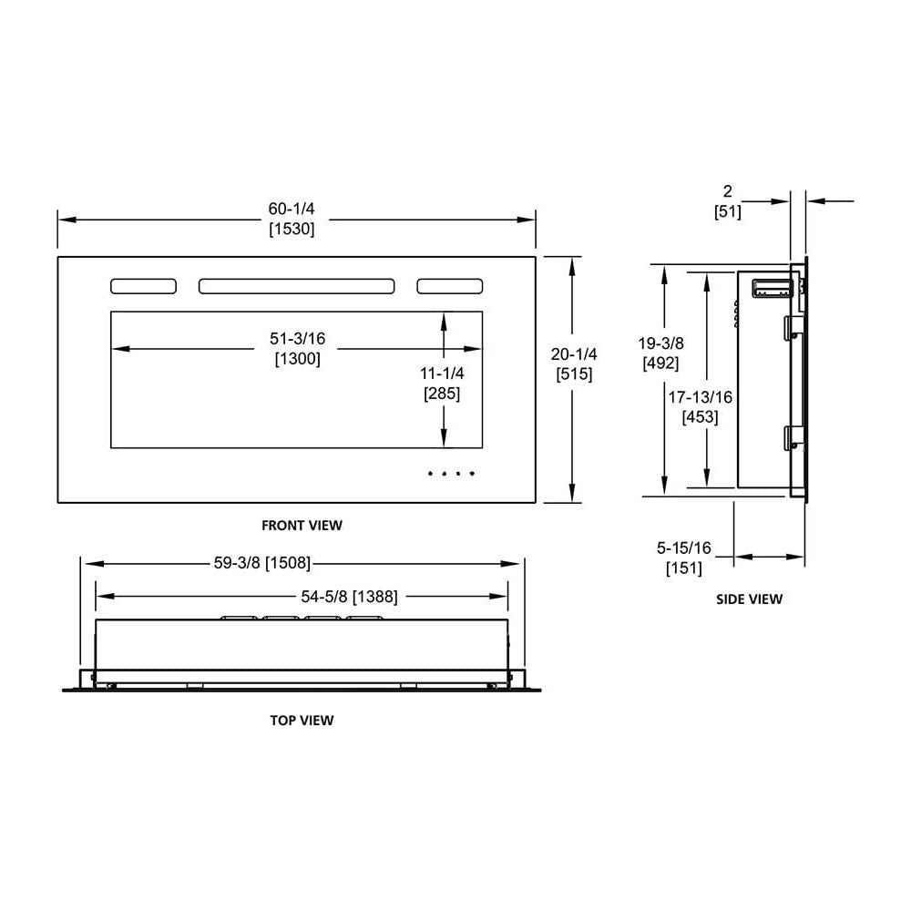 SimpliFire 60-in Allusion Wall Mount Electric Fireplace INCHES