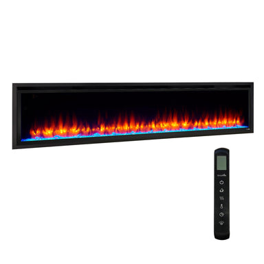 SimpliFire 72-in Allusion Platinum Wall Mount Electric Fireplace FRONT VIEW