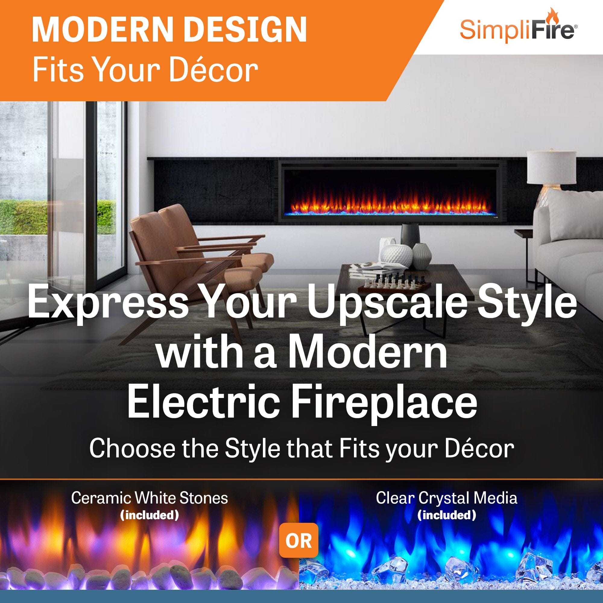 SimpliFire 72-in Allusion Platinum Wall Mount Electric Fireplace