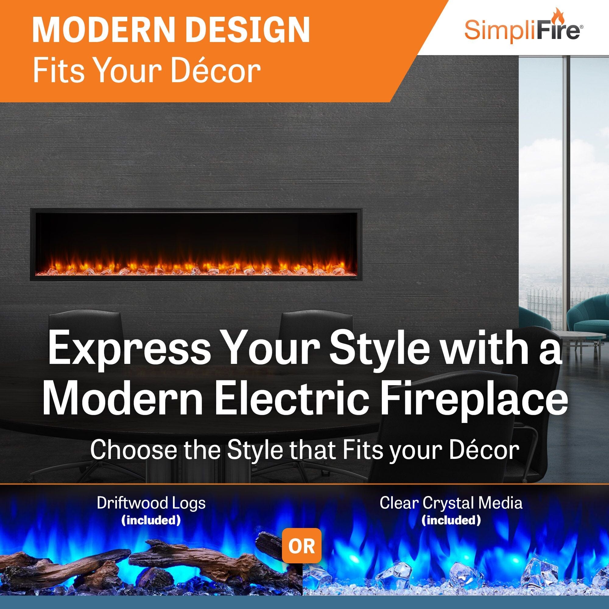 SimpliFire 78-in Scion Linear Built-In Electric Fireplace