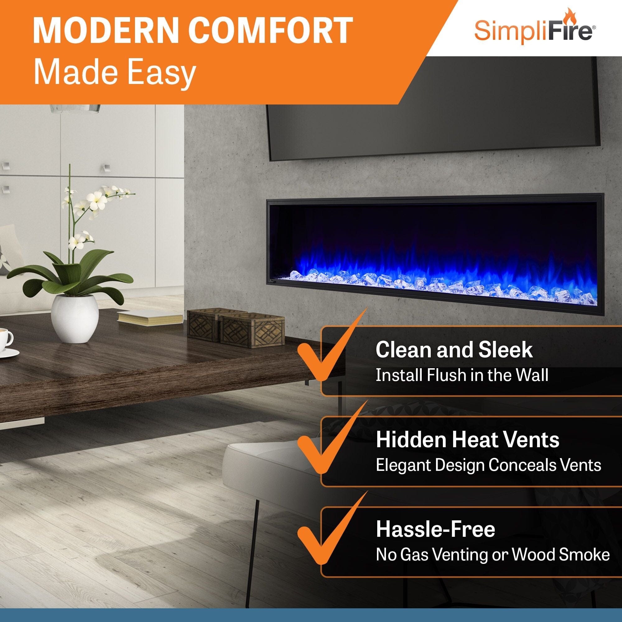 SimpliFire 78-in Scion Linear Built-In Electric Fireplace