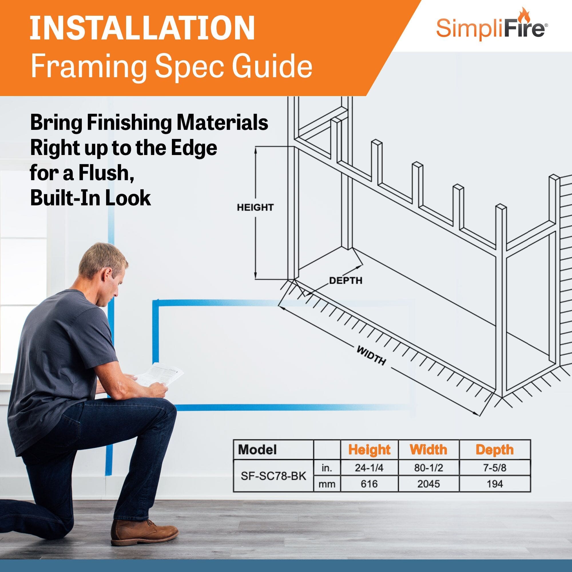 SimpliFire 78-in Scion Linear Built-In Electric Fireplace