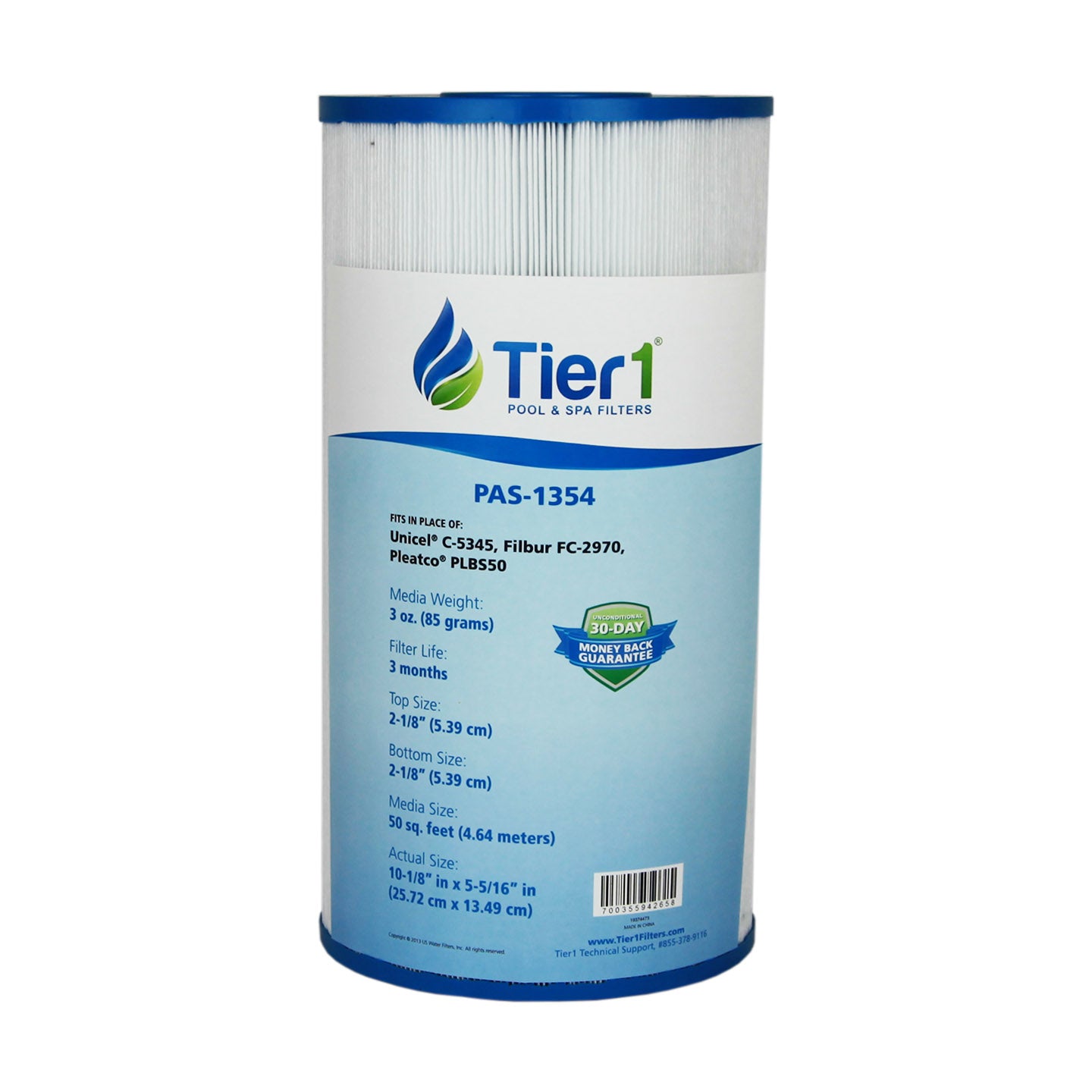 TIER1 PAS-1354 5 5/16-inch Diameter By 10 1/8-inch Length Filter WITH LABEL