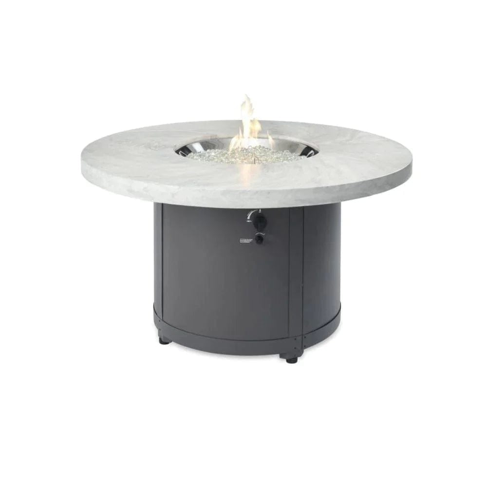 The Outdoor GreatRoom Company Beacon 48-Inch Round Gas Fire Pit Table WITH FIRE