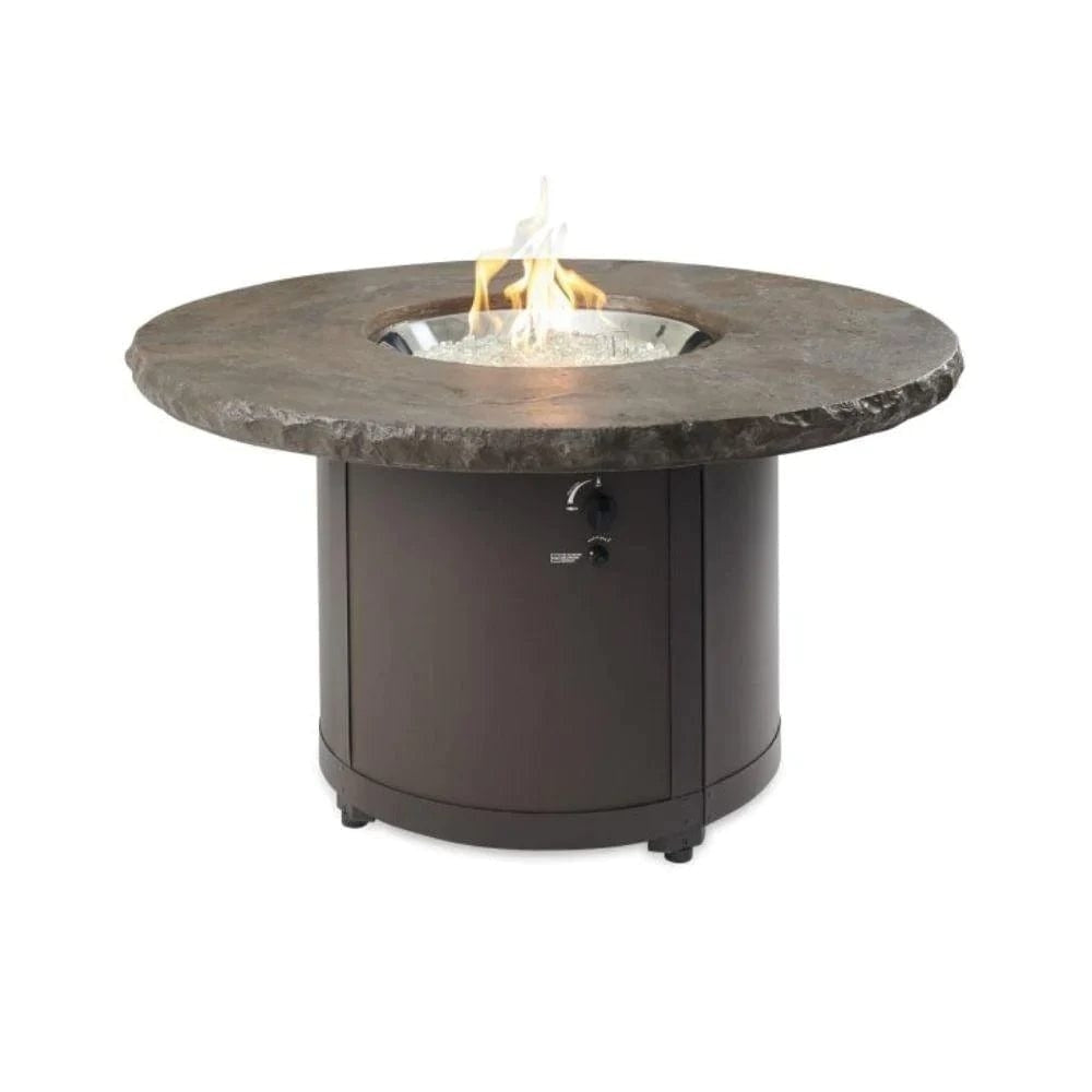 The Outdoor GreatRoom Company Beacon 48-Inch Round Gas Fire Pit Table WITH FIRE