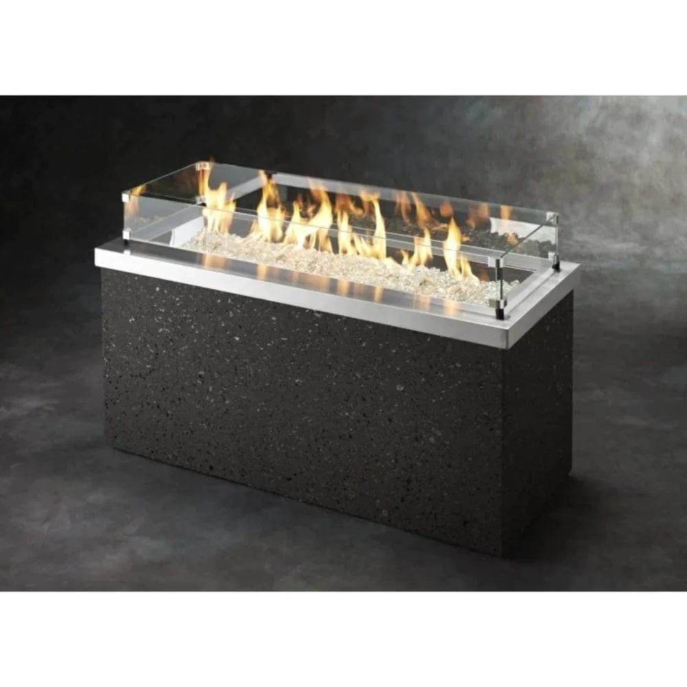 The Outdoor GreatRoom Company Key Largo Linear Gas Fire Pit Table WITH FIRE