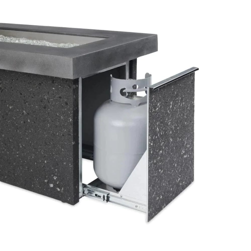 The Outdoor GreatRoom Company Key Largo Linear Gas Fire Pit Table INSIDE VIEW