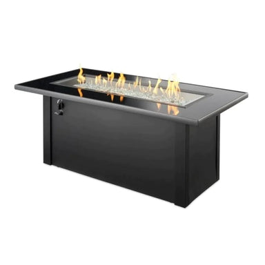 The Outdoor GreatRoom Company Monte Carlo 59-Inch Linear Gas Fire Pit Table (MCR-1242-BLK-K) WITH FIRE
