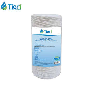 Tier1 10 inch x 4.5 inch String Wound Sediment Water Filter (30 Micron) WITH LABEL