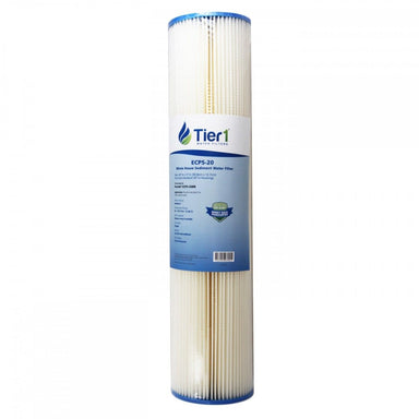 Tier1 20 inch x 4.5 inch Whole House Pleated Polyester Water Filter (5 Micron) WITH LABEL