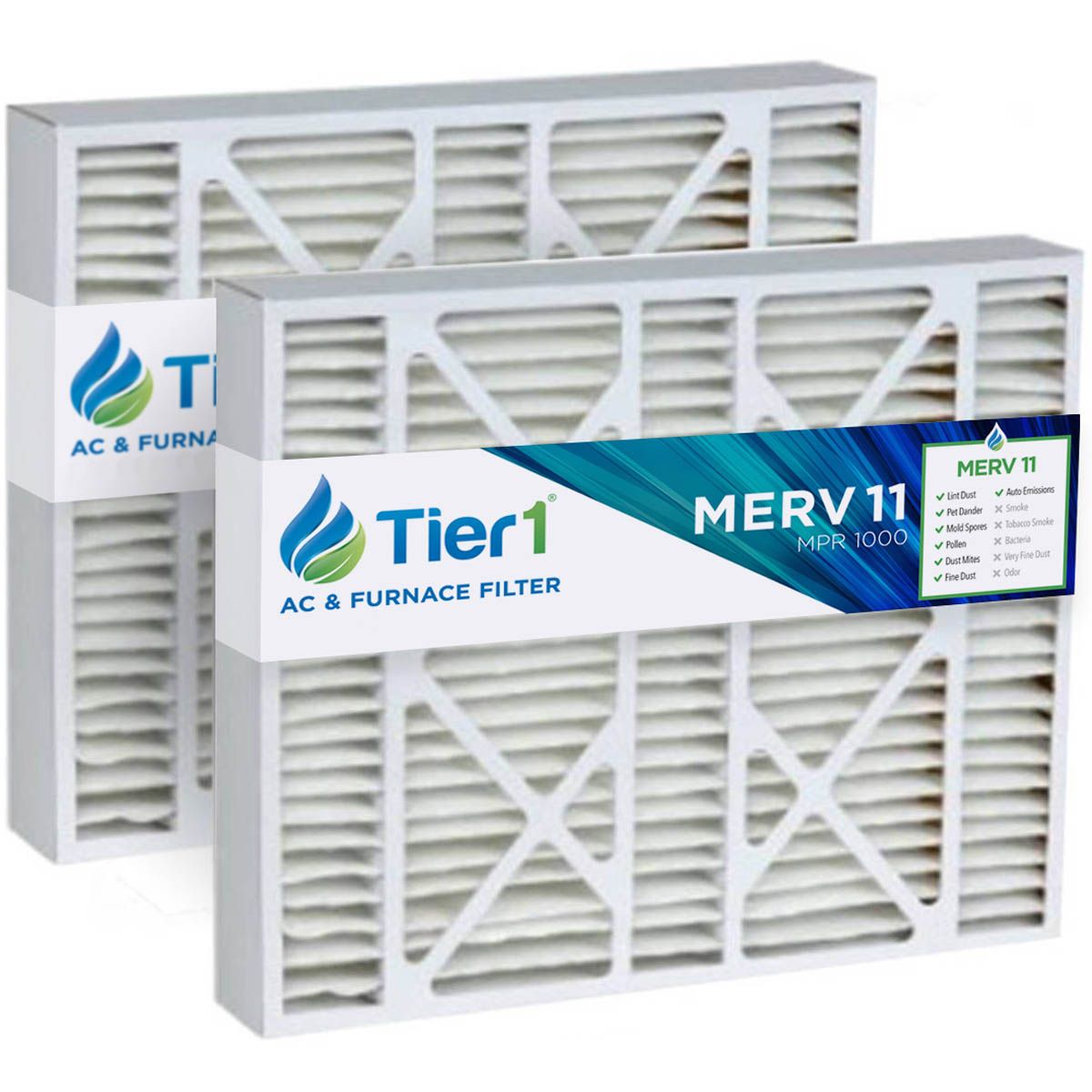 Tier1 21x26x5 Merv 8 Pleated AC Furnace Air Filter 2 Pack (Actual Size: 19 11/16 x 20 11/16 x4 7/8) 2 PACKS