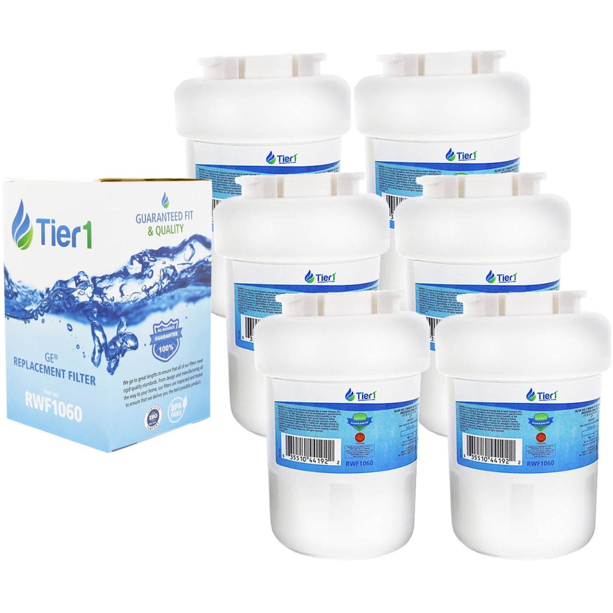 Tier1 GE MWF SmartWater Refrigerator Water Filter Replacement 6 PACKS