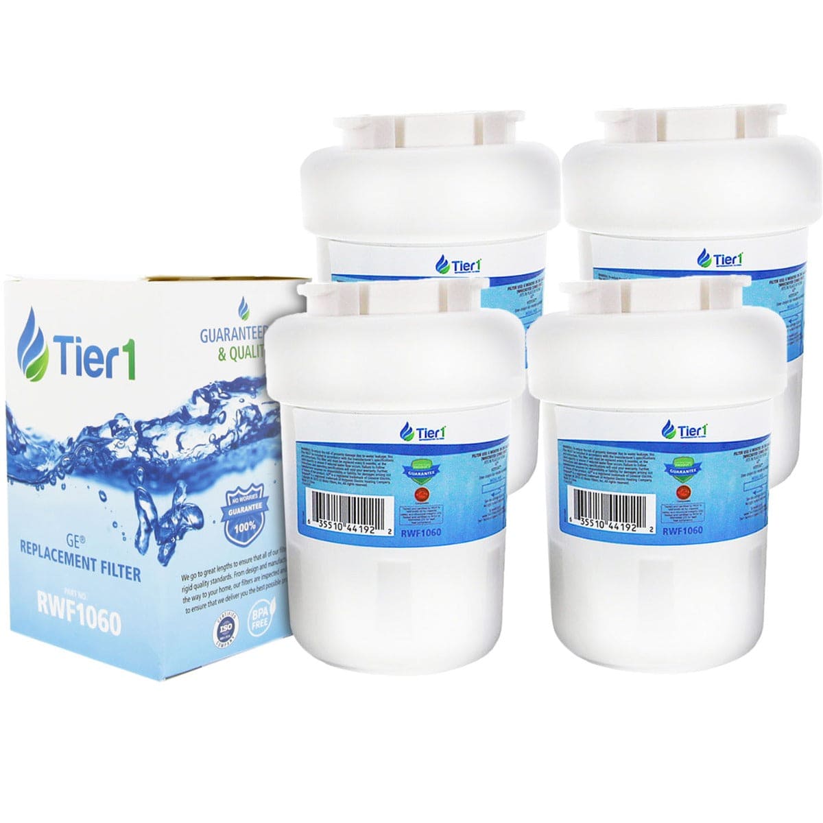 Tier1 GE MWF SmartWater Refrigerator Water Filter Replacement 4 PACKS